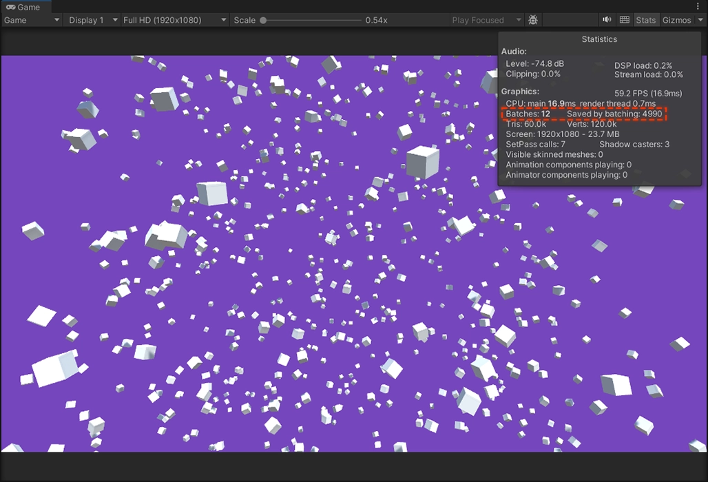 Cubes with GPU Instancing