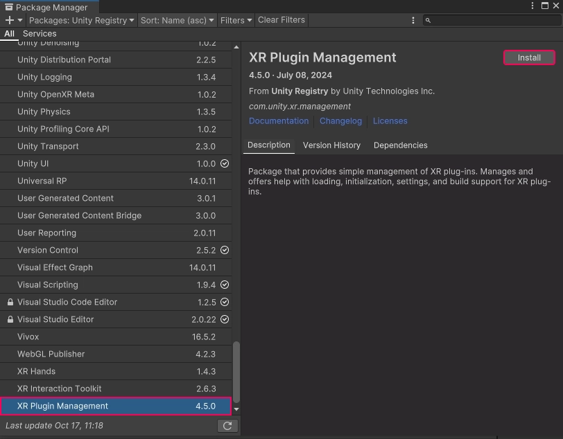 XR Plugin Management