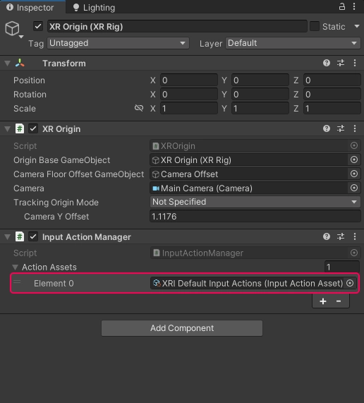 XRI Default Input Action Assigned